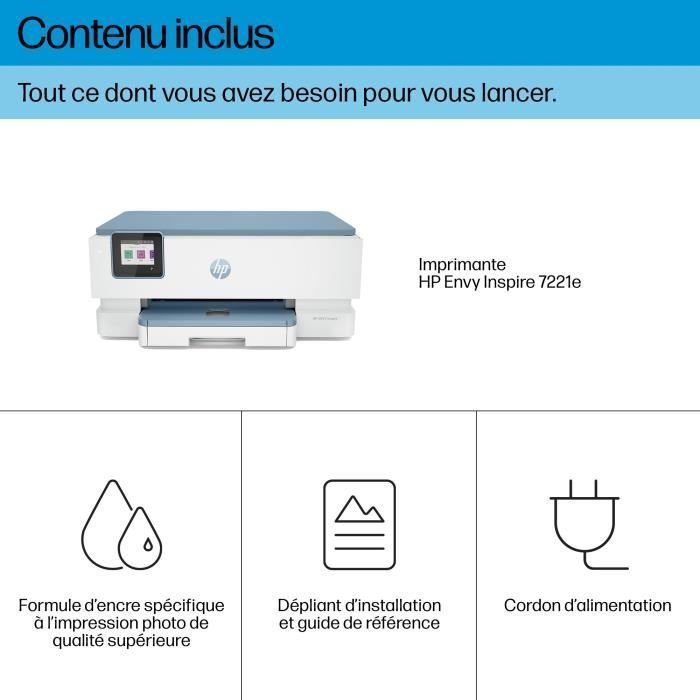 HP Envy Inspire 7221e All-in-One Color Inkjet Printer - 3 months of Instant Ink included with HP+