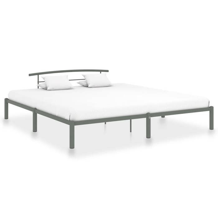 Gris 200 x 200 cm - Cama de metal - Carga máxima 150 kg - Estructura de cama - Colchón no incluido - Metal gris 200x200 cm 005_769789