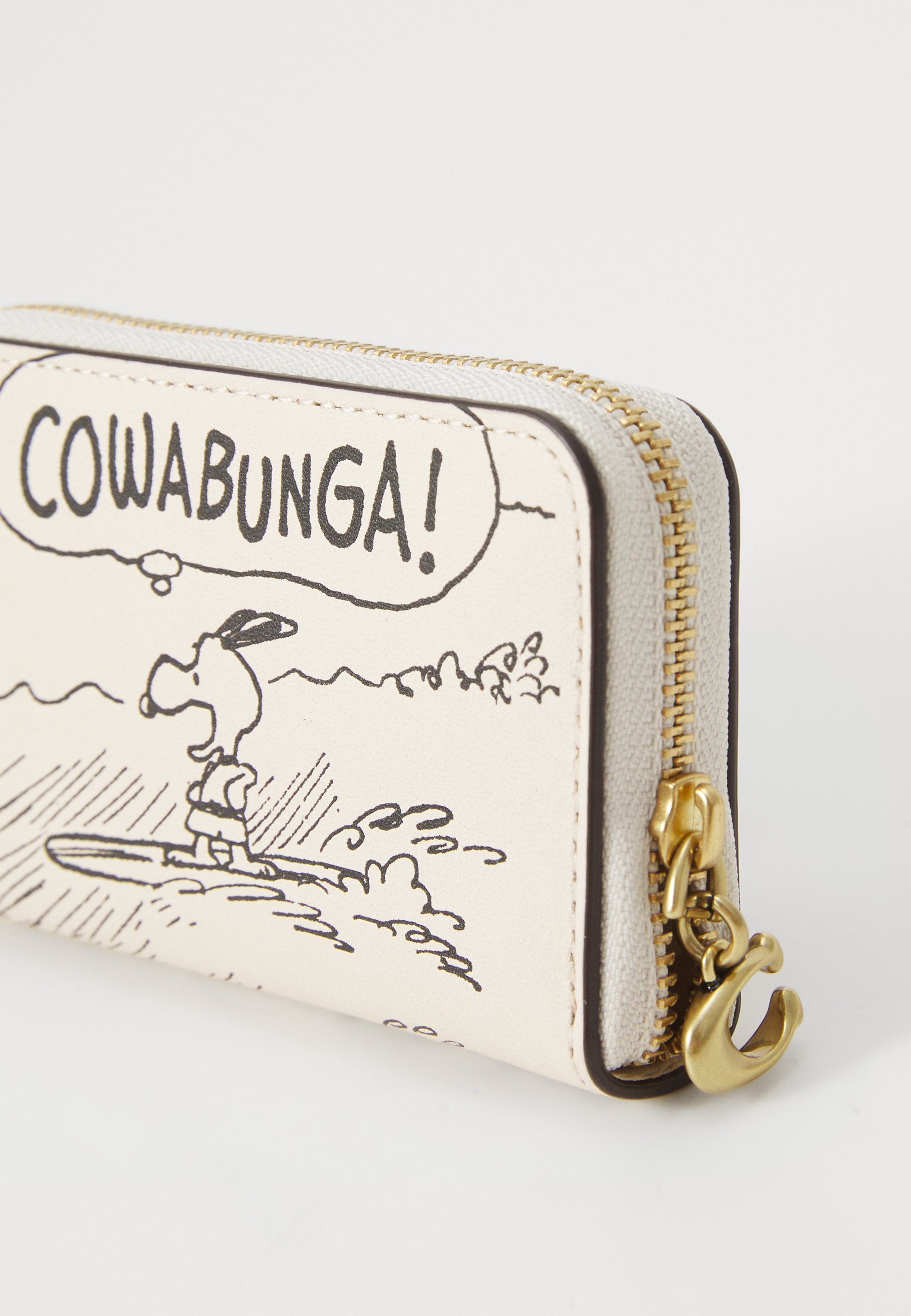 Étui à cartes zippé COACH x Peanuts petit format avec imprimé journal - Portefeuille - craie