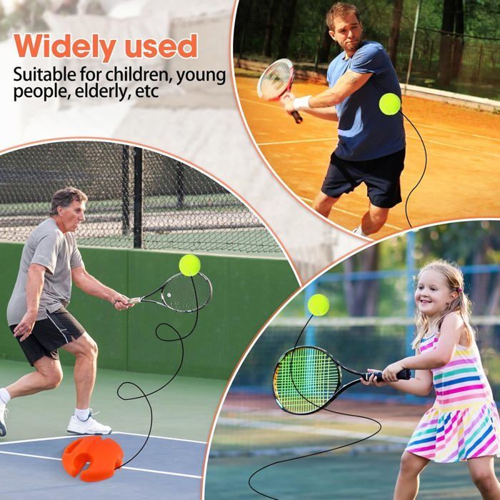 Tennistrainer met 2 tennisballen, tennis trainingsset, tennistrainer, innovatief sportapparaat, oranje