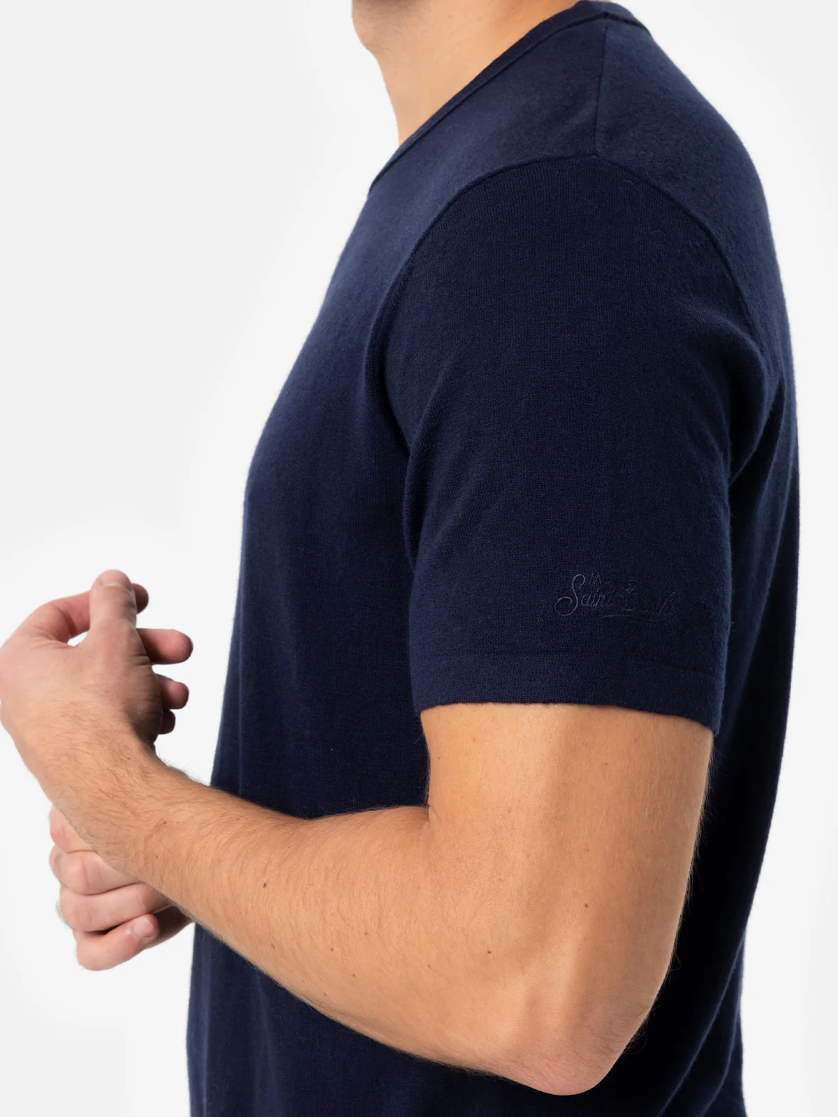 T-shirt homme Scott bleu marine en cachemire mélangé