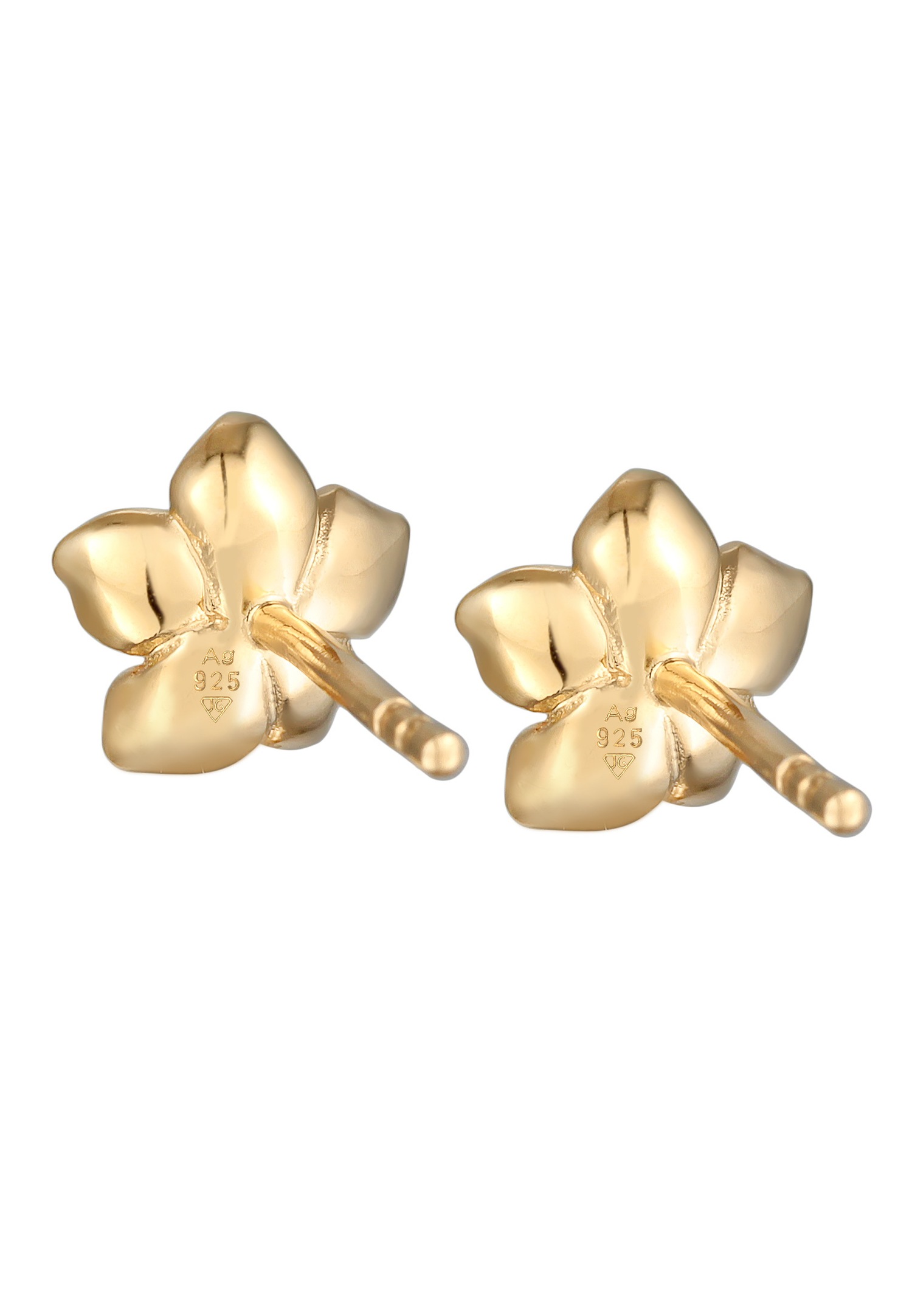 Elli Femmes Clous d'oreilles fleur avec zircon en argent sterling 925 plaqué or