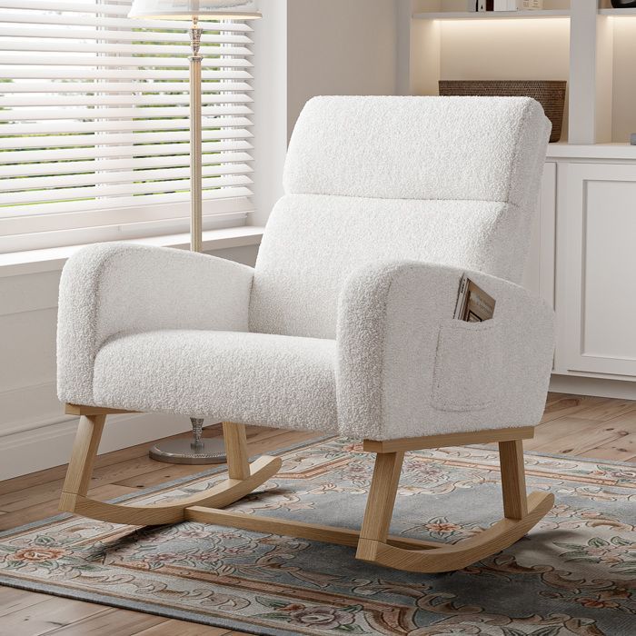 Rocking Chair - LUMINARIX - Solid Wood - Storage Pockets - Scandinavian Style