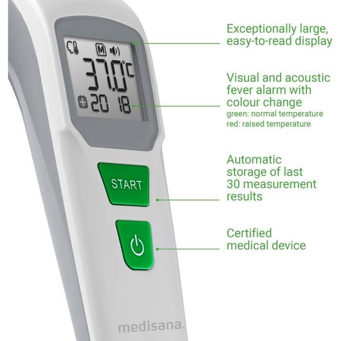 Thermometer - MEDISANA - TM 760 - Contactloos - Nauwkeurige meting met LED-display - Hoorbaar signaal - Geheugenfunctie - Gecertificeerd medisch hulpmiddel