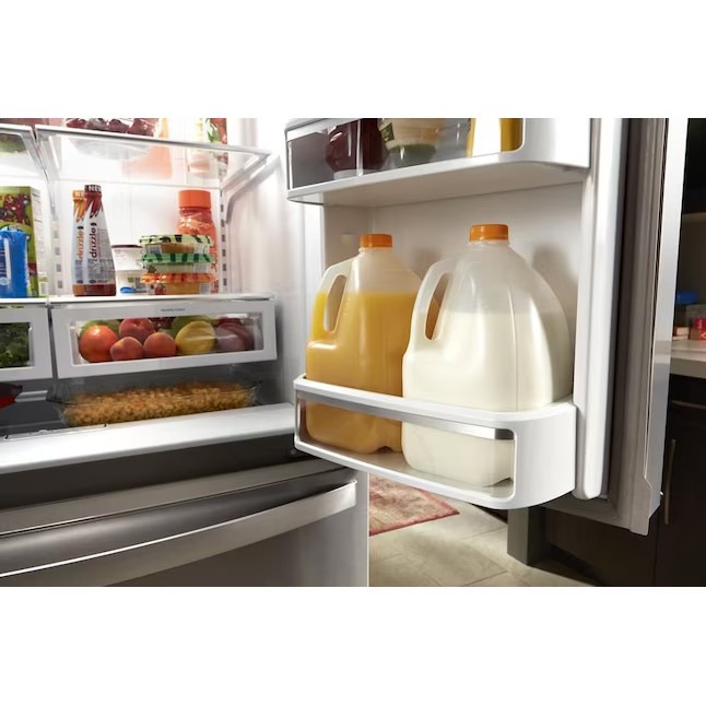 Whirlpool 24,5-cut ft 4-dørs kjøleskap med fransk dør og ismaskin (fingeravtrykksbestandig rustfritt stål) ENERGY STAR