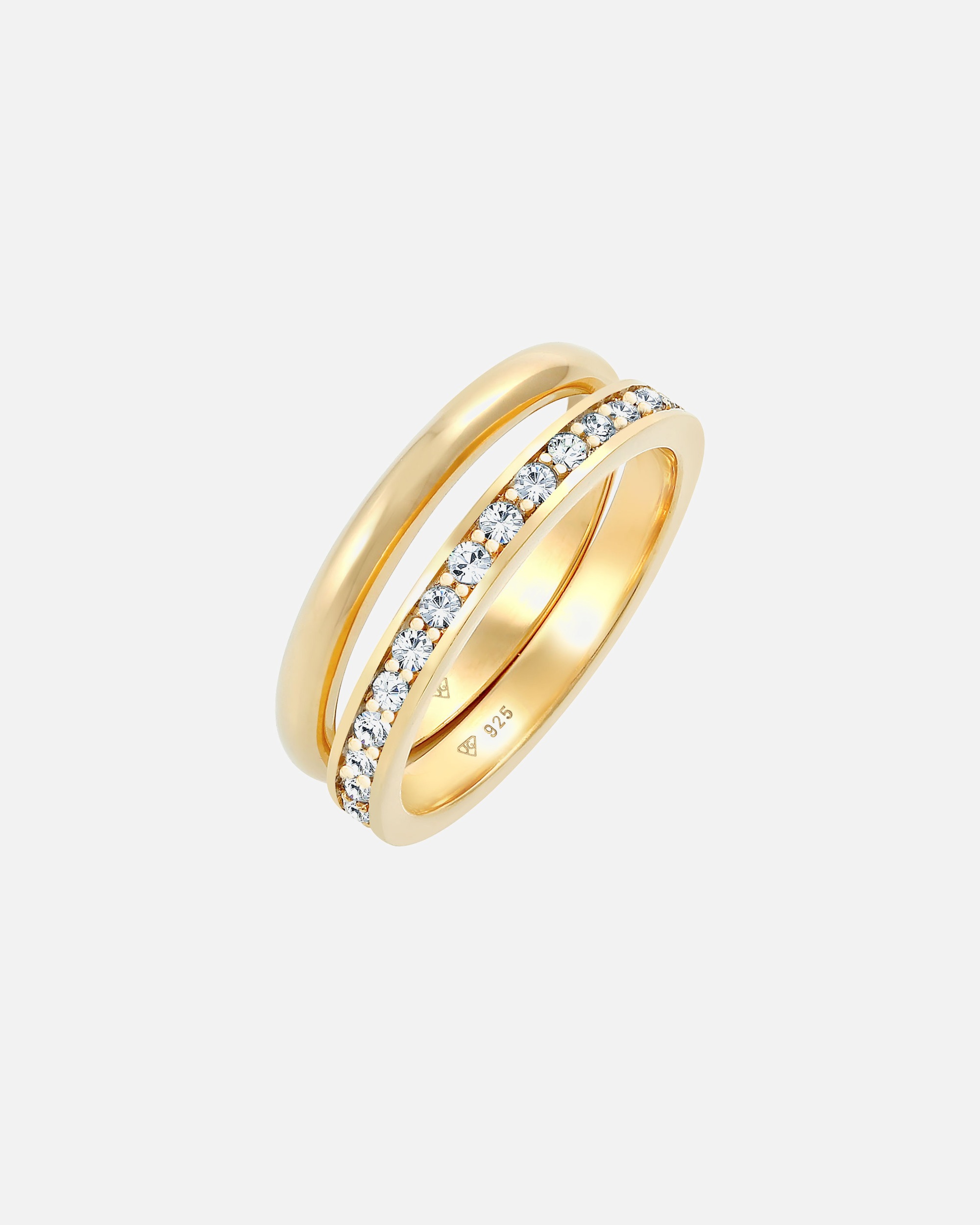 Elli Bague pour dames - Ensemble Memorie - Tendance de base avec cristaux en argent sterling 925 plaqué or