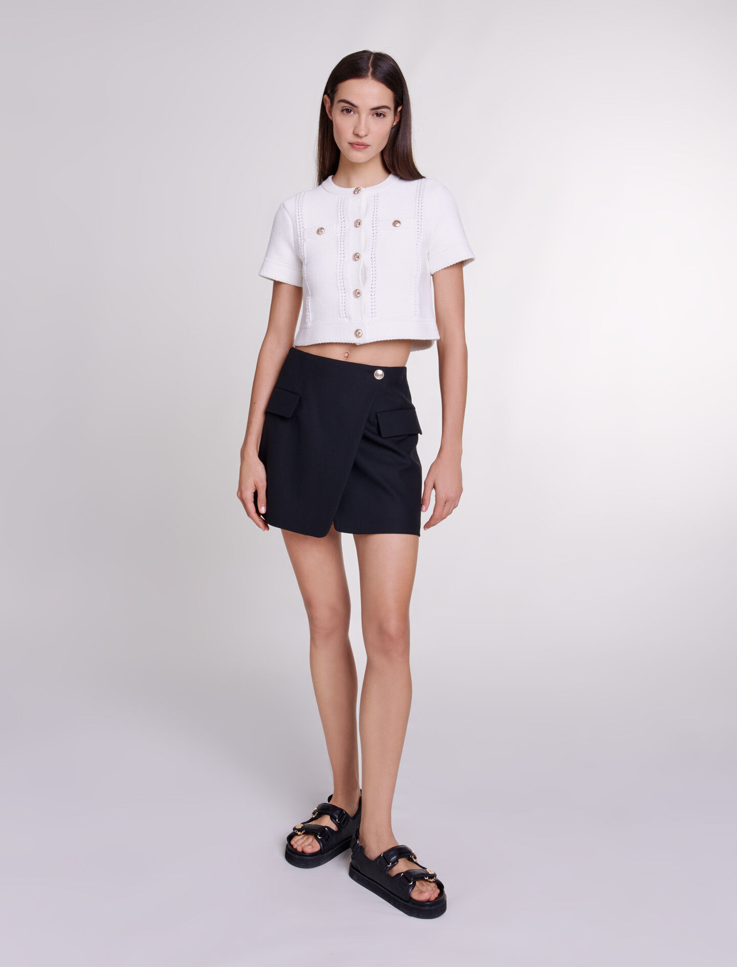 Asymmetrische gelaagde rok - Zwart