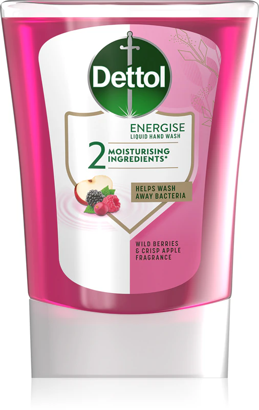 Refil para Dispensador de Sabonete Líquido Dettol Energise, Aroma de Frutas Silvestres e Maçã Crocante, sem Toque