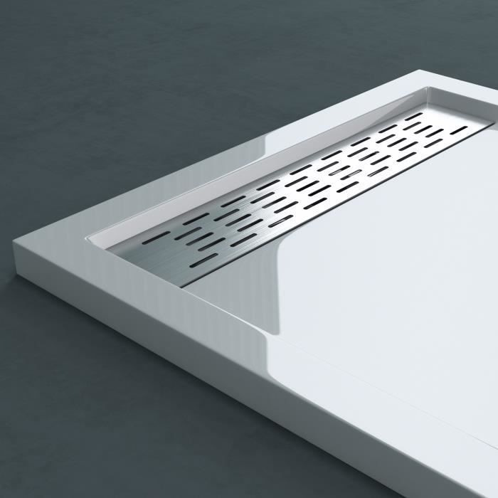 Receveur de douche extra plat blanc Xetro04W acrylique 80x140x5cm + bonde AL01 - SO GOOD