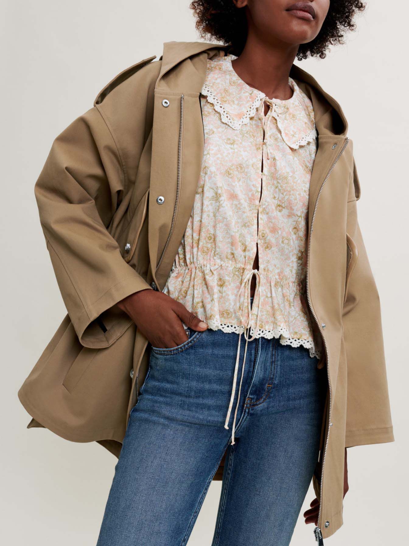Oversized katoenen jas - Camel