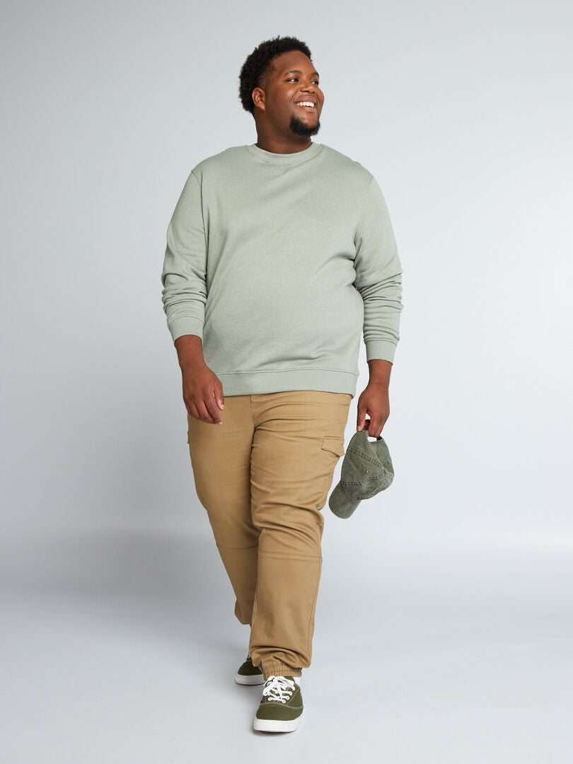 Sweatshirt met ronde hals van fleecestof - GROEN