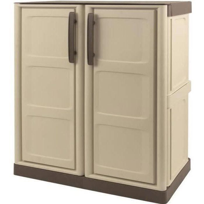 TOOD Low Resin Storage Cabinet - Taupe/Ecru - 1 Shelf - Recyclable Plastic