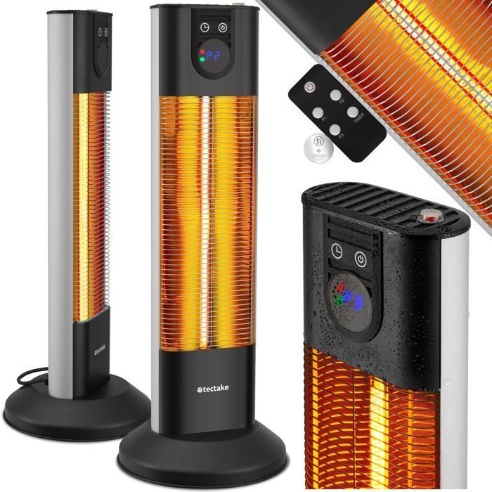 Riscaldamento per esterni - TECTAKE - Riscaldatore a infrarossi SOLARIS TERRA da 1500W con funzione timer e 3 livelli di potenza