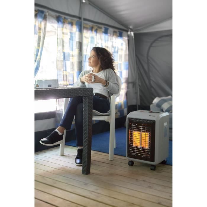 Poêle Gas BUTSIR Infrarouge EBBC0027 - Couleur grise - 34 x 37 x 53 cm -PUISSANCE 1,5OO W-RÉGULATEUR ET BOUTEILLE NON INCLUS