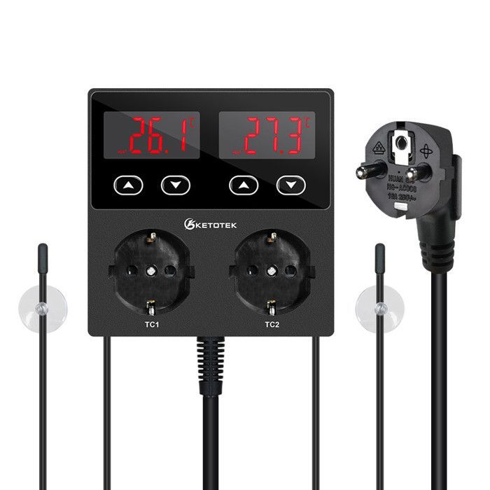 KETOTEK KT99pro Contrôleur de température numérique à double sortie Relais 10A Chauffage Refroidissement Thermostat Prise contrôlée