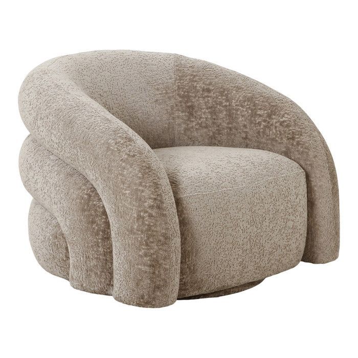 BUBBLE - Sillón giratorio en tela de terciopelo texturizado color beige