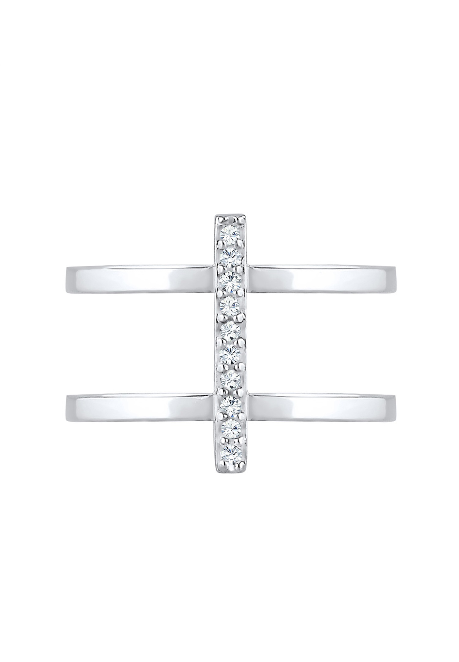 Elli Géo Minimal Filigree Bague Femme (925/1000) Argent Cristal