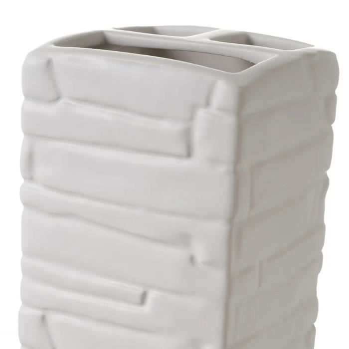 Ensemble d'accessoires salle de bain 3 pièces, set salle de bain avec distributeur de savon en céramique coloris blanc-doré-JUANIO