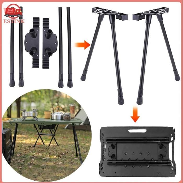 Patas plegables para mesa ESTINK, patas plegables para mesa de camping con altura ajustable, de aluminio. Patas para muebles con material deportivo.