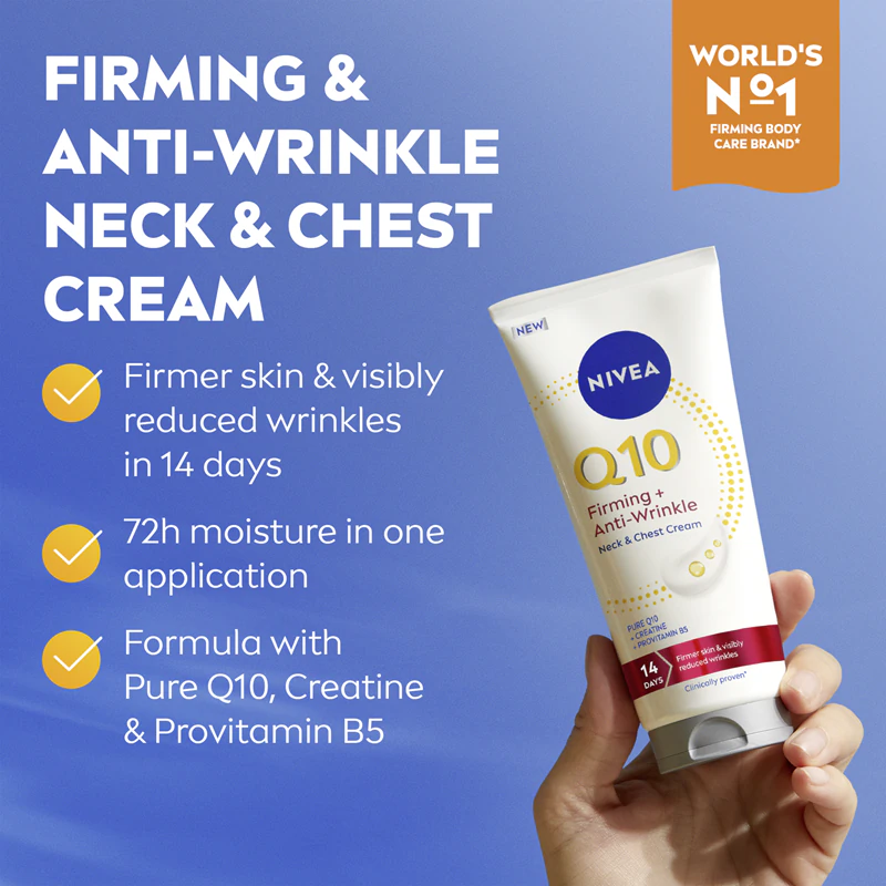 Creme firmador e antirrugas NIVEA Q10 para pescoço e colo
