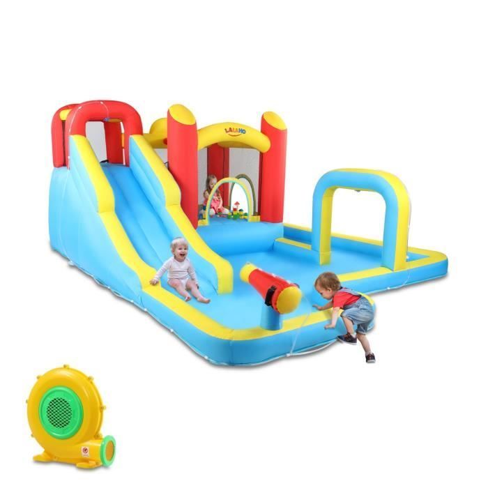 Castillo hinchable ALIGHTUP con soplador, zona de salto/toboganes/cañón de agua, 465 x 365 x 195 cm