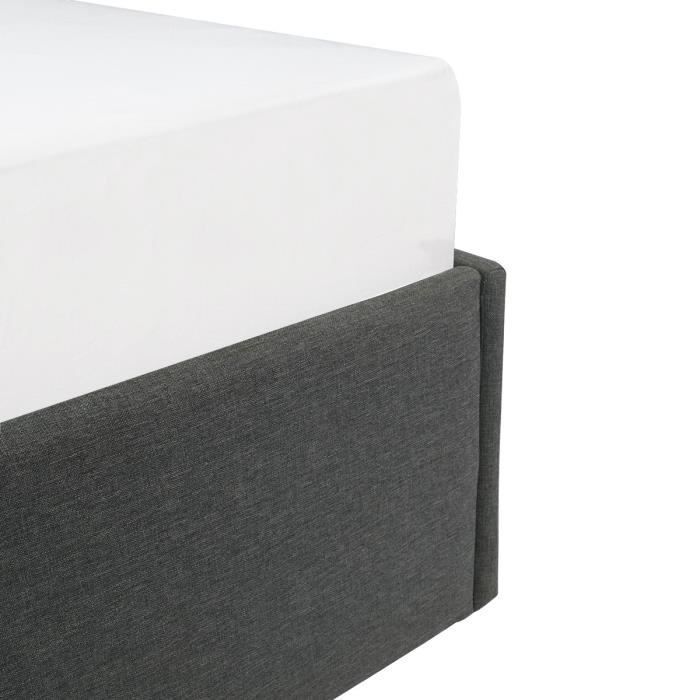 Cama adulta ECLIPSE + espacio de almacenamiento diurno - Tela gris oscuro - 160 x 200 cm