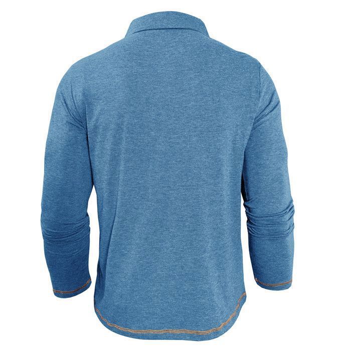 Herren-Poloshirt mit langen Ärmeln, regulärer Passform, mit Tasche, Kontrastfarben, Frühling/Herbst – EU-Größe – Hellblau