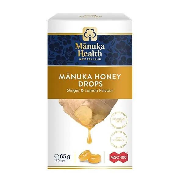 Cukierki z Miodem Manuka MGO 400+ i Witaminą C Smak imbirowo-cytrynowy