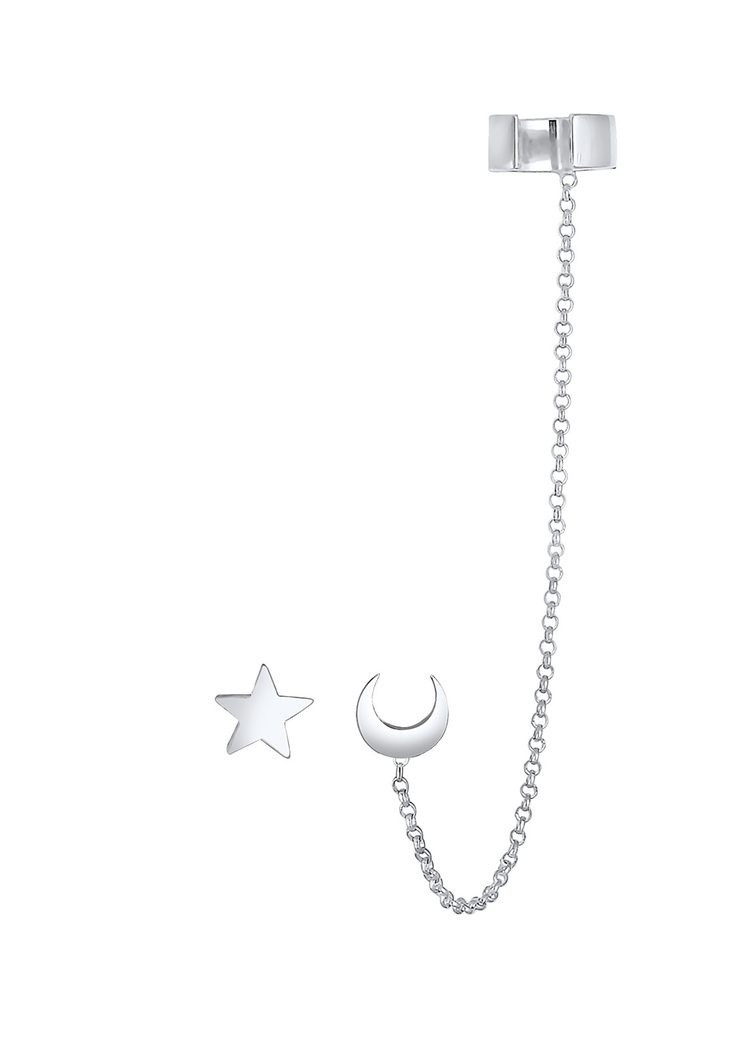 Elli Femmes Earcuff Clous d'oreilles Astro Étoiles Demi-lune en Argent Sterling 925