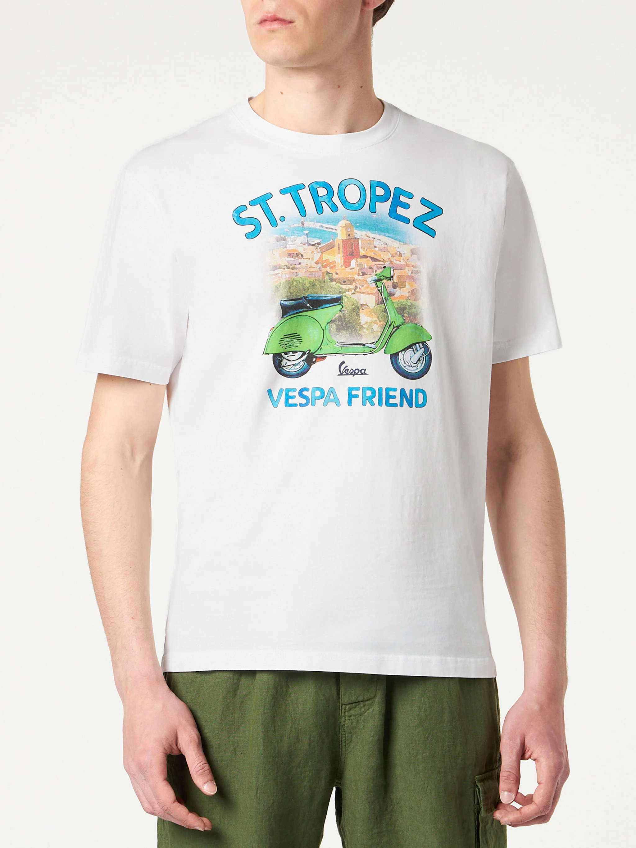 Katoenen heren-T-shirt met Vespa St. Tropez-print | SPECIFIC EDITION