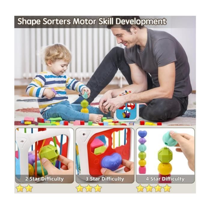 Babyspeelgoed voor kinderen van 1-2 jaar, 7-in-1 sensorisch speelgoed voor baby's van 6-18 maanden, pasgeboren meisje, educatieve cadeau-activiteitenkubus voor kinderen van 1-2 jaar