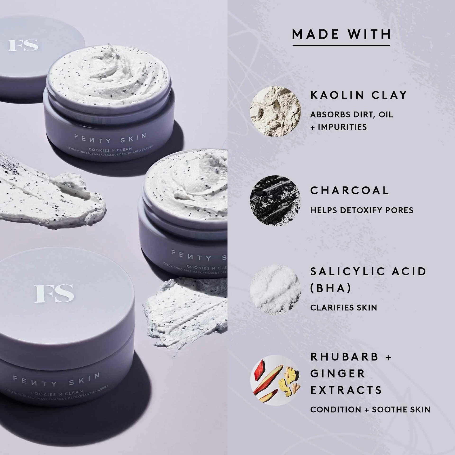 Mască facială detoxifiantă pentru pori cu argilă bătută Cookies N Clean 75 ml - Fenty Skin