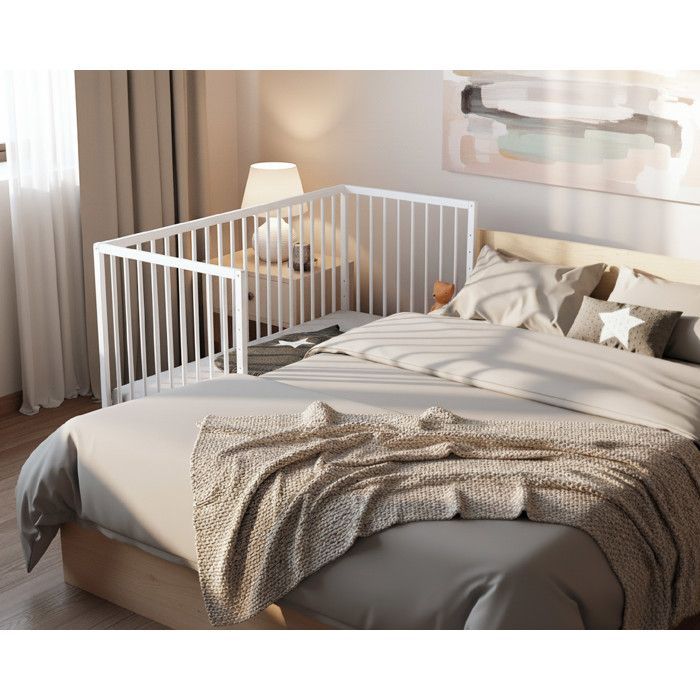WEBABY - Lit bébé cododo en bois avec roulettes 60 x 120 LIO  Blanc - Taille unique