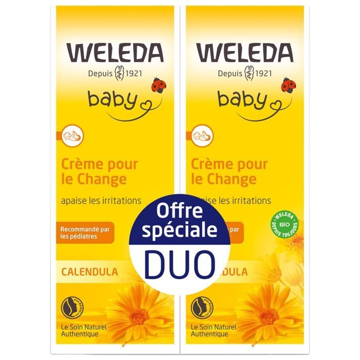 Creme para Assaduras Weleda Baby, Calma Irritações, Calêndula, Pacote com 2 x 75ml