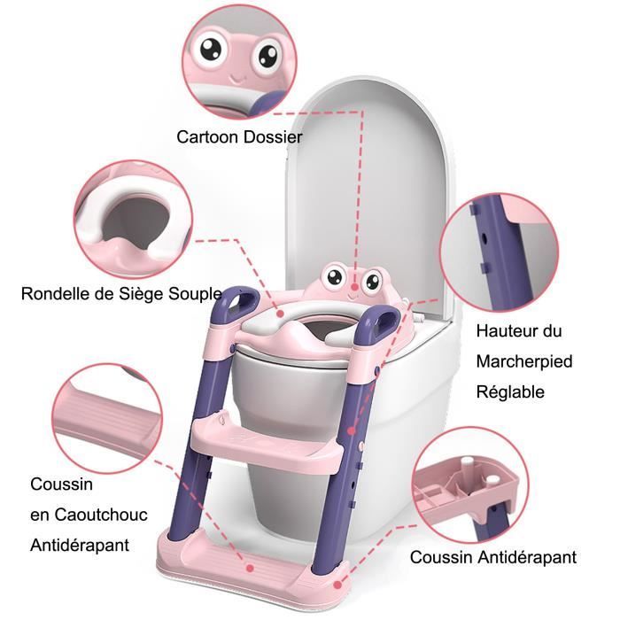 SINBIDE Reductor de asiento de inodoro infantil - Asiento de inodoro con escalones - Orinal convertible - Plegable - Rosa