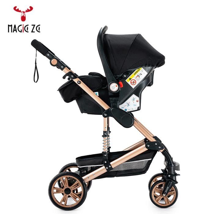 Poussette bebe 3 en 1, Poussette pour nouveau-né - Magic ZC - Poussette pliable automatique en Un Clic, supoort en aluminium,