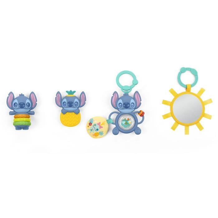 DISNEY BABY - STITCH - Conjunto de Presente para Recém-Nascido - 4 brinquedos para bebês, chocalho, mordedor, brinquedos multissensoriais