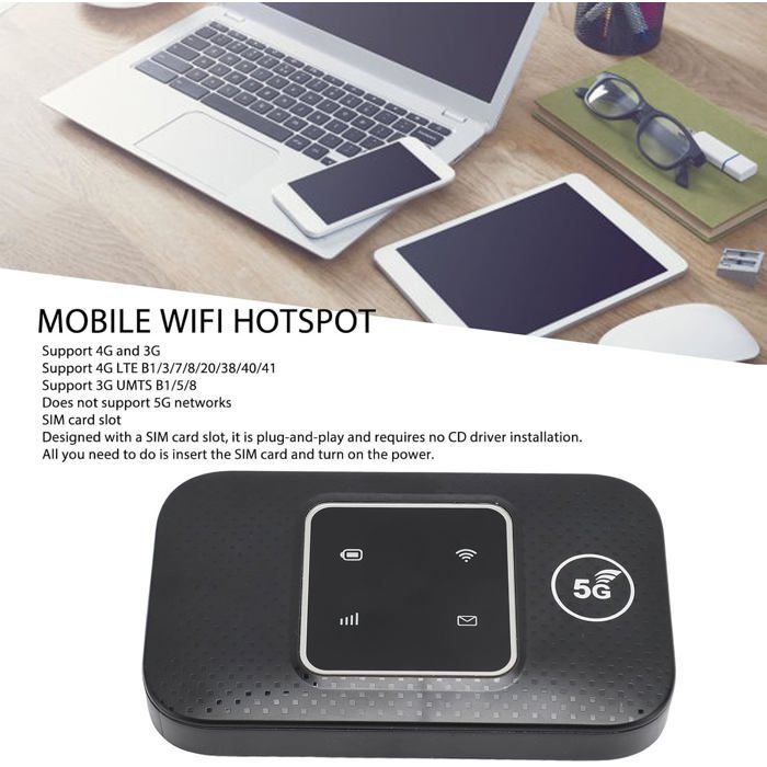Punto de acceso WiFi portátil, punto de acceso WiFi móvil 3G 4G LTE con ranura para tarjeta SIM para Europa, admite hasta