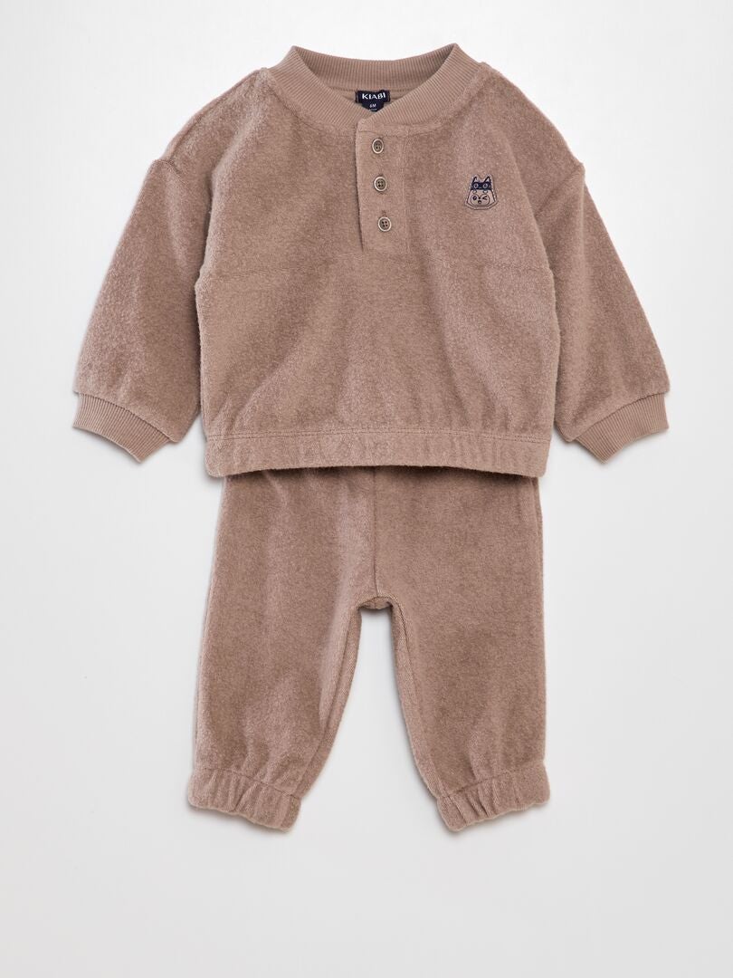 Set van babytrui en fleecebroek - 2-delig - BEIGE
