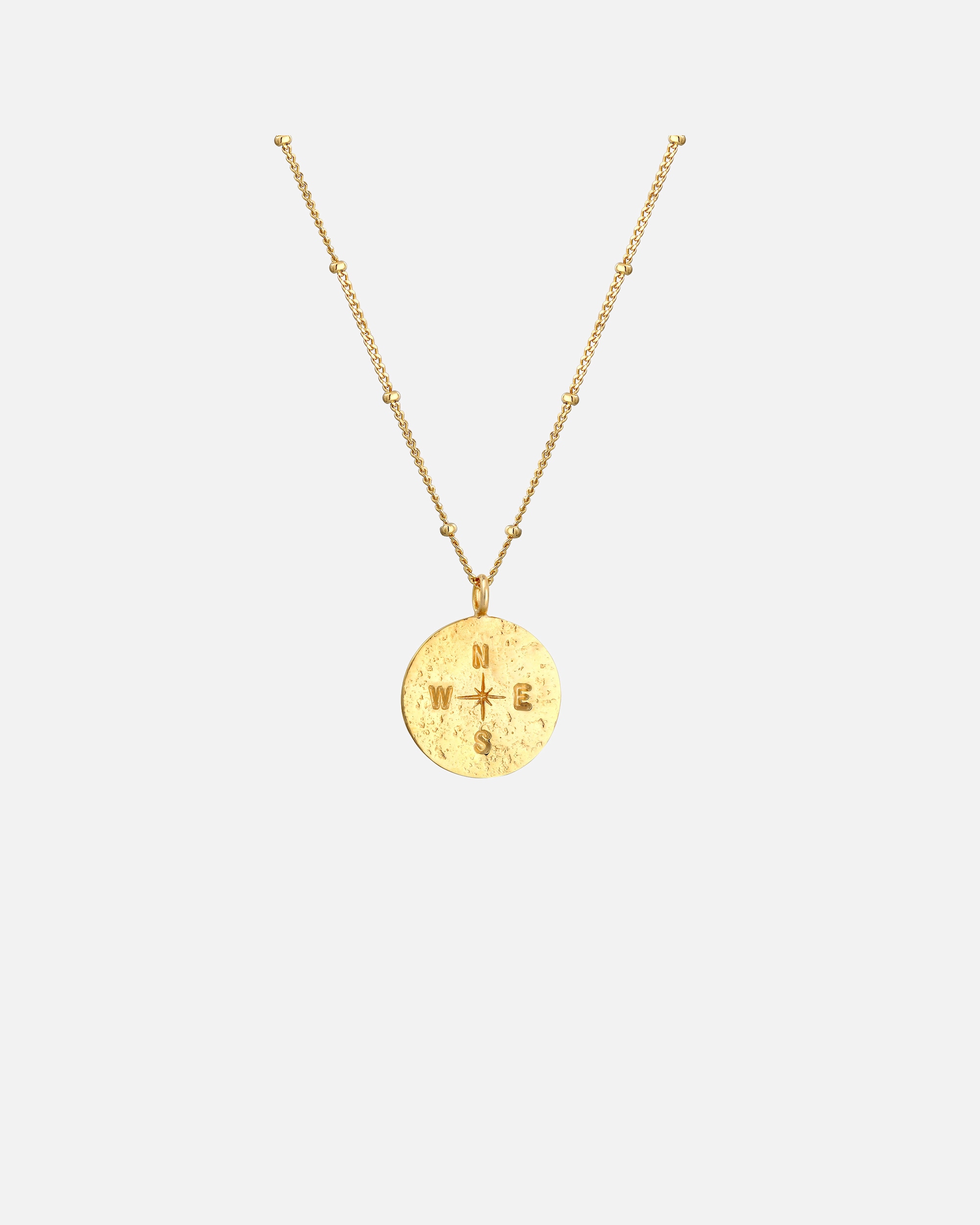 Elli Plaquette Boussole Pendentif Filigrane Vintage Look Collier Femme - (925/1000) Argent Plaqué Or