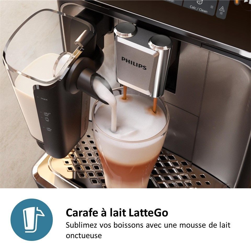 Cafetera espresso automática Philips EP5441/50 - Serie 5400 LatteGo - Depósito de agua de 1,8 L - 3 ajustes de temperatura - 12 ajustes de molinillo