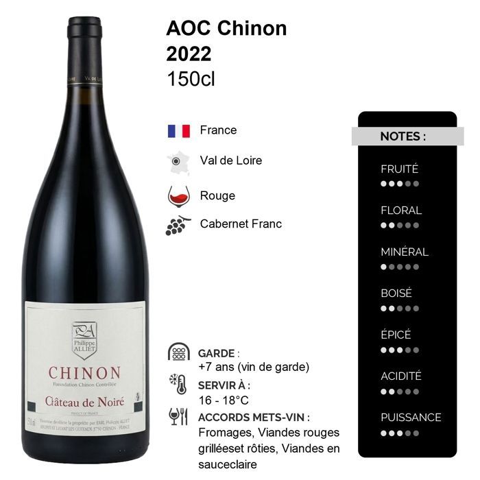Domaine Philippe Alliet Chinon Coteau de Noiré MAGNUM 2022 - Vin Rouge du Val de Loire (150cl)