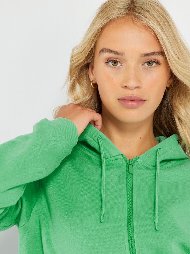 Hoodie met rits - GROEN