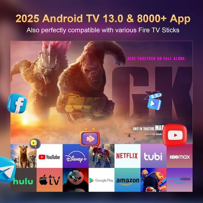 Mini Projector 2025 Android 13.0 4K 1080P Supported Video Projector, Portable Video Projector with Wifi6 and Bluetooth, Auto Keystone, 180