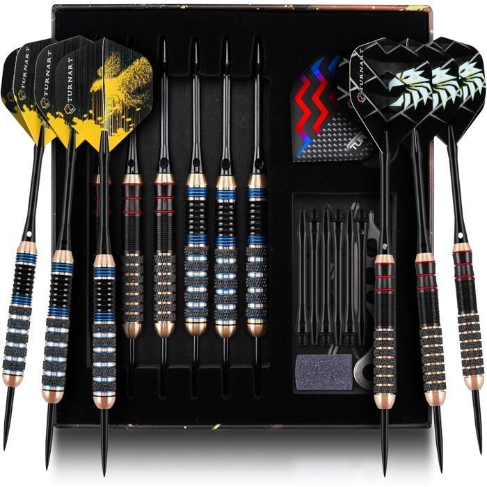 Fléchettes Pointe Acier,Jeu de fléchettes en Laiton pour Jeu de fléchettes en soies,3 pièces de 20 grammes et 3 pièces de 22 grammes