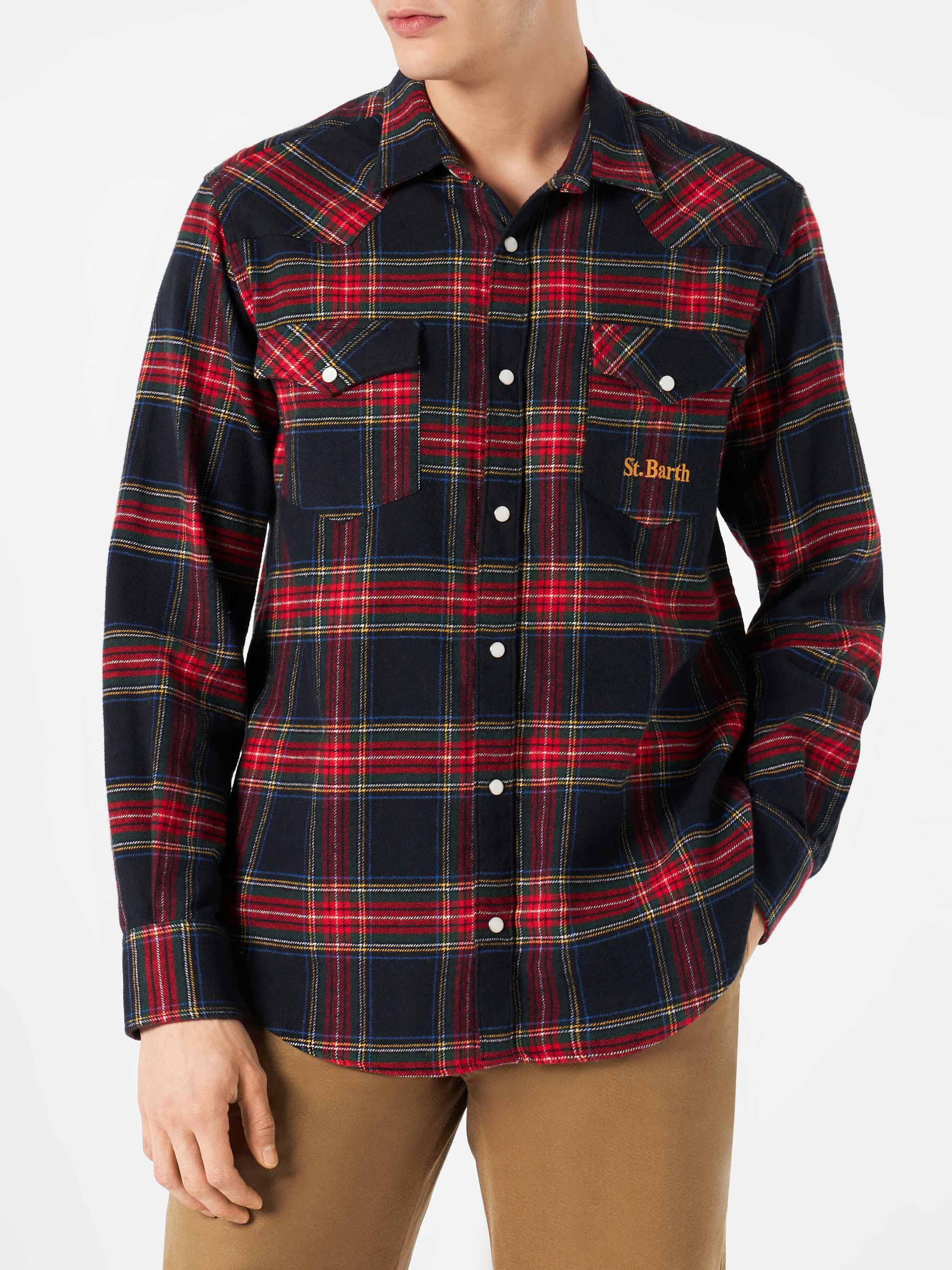 Chemise homme à carreaux bleu marine