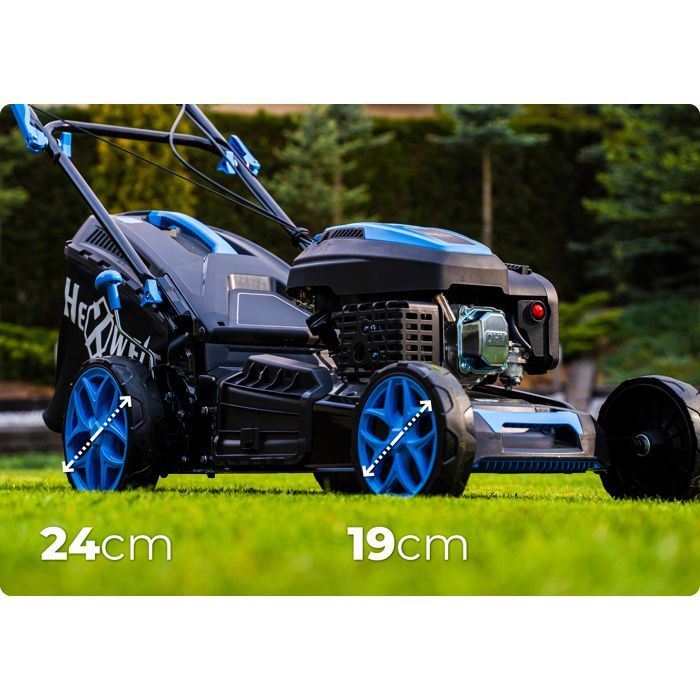 HEXWELT Tondeuse Thermique HW-KS-200 | 200cc | 5,1 CV | Lame 51 cm |Autotractée | Éjection bac 60 L et mulching | Hauteur réglable|
