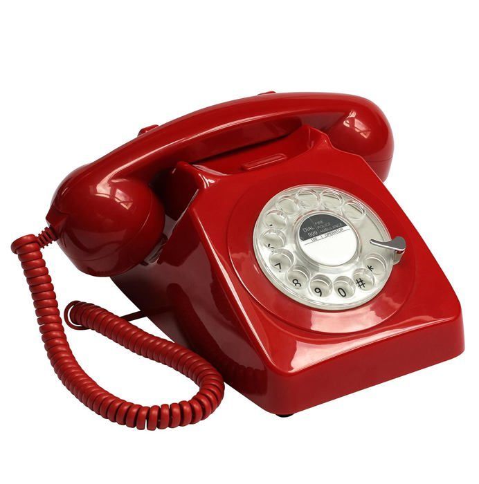 Festnetztelefon – GPO – 746 – Traditionelles Wählscheibentelefon – Authentischer Klingelton – Vintage-Rot