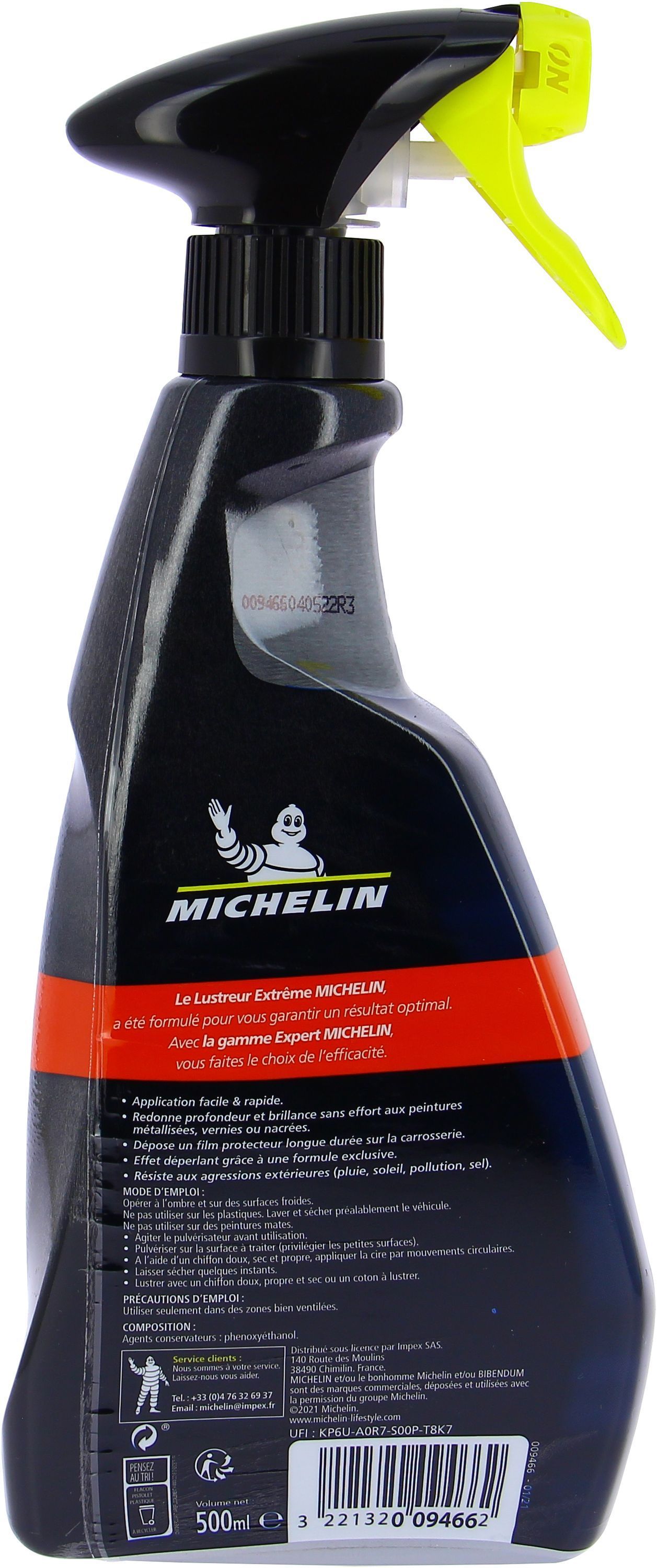 Lustreur brillance extrême carrosserie pulvérisateur 500ml - MICHELIN - Gamme Expert - pose un film protecteur longue durée