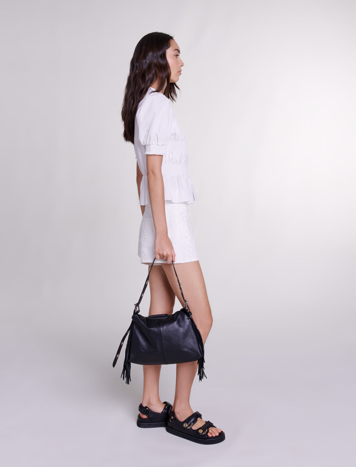 Geplooide blouse - Wit
